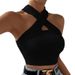 Women's Clothing New Slim Fit Cross Halter Neck Knitted Sweater Vest Top_ecoleips.com