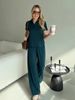 Women's Slimming Collar Pullover Top With Wide Leg Trousers Knit Fashion Set Solid Color Short Sleeve Sportswear_ecoleips.com