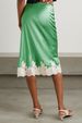 Women's Loungewear Two-Piece Set - Satin Camisole & Flounce Skirt With Lace Trim - Black/Green/Pink Stretchy Polyester Sleepwear & Homewear_ecoleips.com