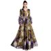 Women's French Style Long Dress V Neck Floral Print Fitted Waist Full Skirt Cake Skirt For Vacation Look_ecoleips.com