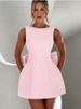 Women's Clothing Pearl Bow Fashion Slim Short Skirt Back Hot Girl A Line Dress_ecoleips.com