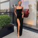 European And American Cross-border Summer Women's New Style Spaghetti Strap Slim-fit Backless Sexy Slit Elegant Solid_ecoleips.com