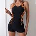 Women's One-Piece Swimsuit Floral Print Color Blocking Modest Athletic Swimwear Built-In Bra Lining Competition Training_ecoleips.com