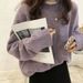 Women's Oversized Chunky Knit Sweater – Soft Round Neck Pullover In Yellow/Purple/Beige/Camel/Charcoal (S/M/L/XL)_ecoleips.com