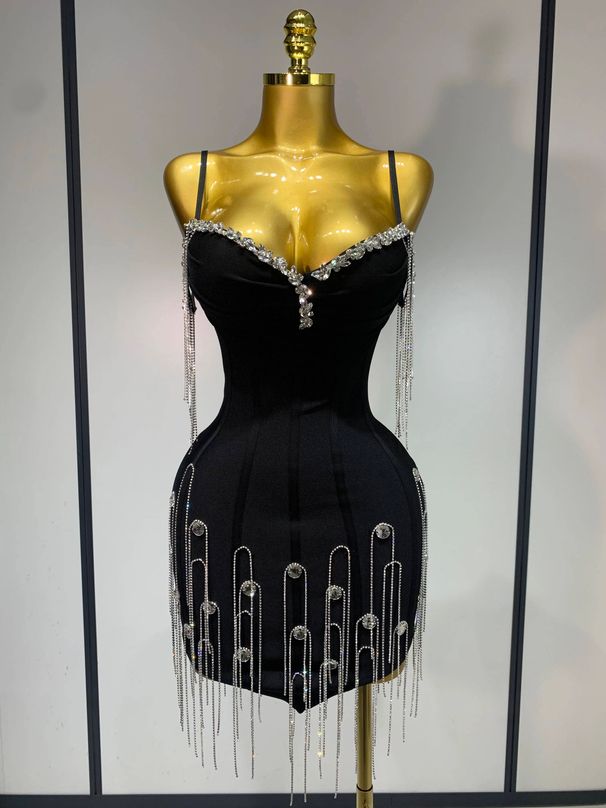 Sexy Backless Spaghetti Strap Bodycon Sleeveless Bandage Dress Elegant Prom Gown Club Evening Party Luxury Birthday Dresses WXU8_ecoleips.com