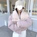 girl Girl Girl 2025 New Lamb Wool Patchwork Down Cotton For Women, Reversible Large Collar Short Coat, Korean Style Puffer Jacket_ecoleips.com
