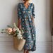 Women's plus Size V Neck Long Robe Dress Printed Design European American Style Independent Website Cross Border 2026 New_ecoleips.com