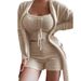 Women's Clothing Three Piece Lace Up Pajamas Set Leisure Suit Home Clothes One Piece_ecoleips.com