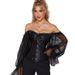 New Foreign Trade Women's Gathered Waist Court Style Shapewear Ultra-long Lantern Sleeve Corset Top Strapless_ecoleips.com