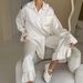European And American Autumn Winter New Sleeve Long Pants Loose Comfortable Satin Pajama Set Cross-Border Wholesale_ecoleips.com