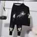 Floral Knit Sweater & Skinny Pants Set – Elegant Two-Piece Outfit (S-XL) | Korean-Inspired Chic_ecoleips.com