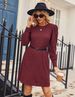 K European And American Fashionable Women's Dress With Knitted Bubble Sleeves, Long Sleeved Round Neck, Casual Loose Dress With Pockets_ecoleips.com