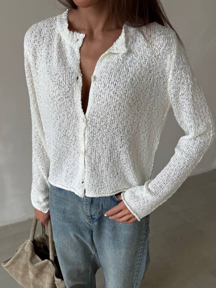 "Women's Cropped Knit Top - Slim Fit Ribbed Texture, Sexy Midriff Cutout, Long Sleeve Crewneck - Versatile Layering Essential For Fall/Winter_ecoleips.com