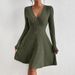Women's Sexy V Neck Long Sleeve Knit High Waist Bodycon Mini Dress – Casual Fall Winter Gown_ecoleips.com