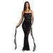 Women's Backless Maxi Dress With Flowing Tie Straps - Elegant Sheer Bodycon Evening Gown, Sexy Slit Long Dress For Parties_ecoleips.com