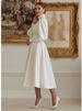Freeacy Women's Solid White Turtleneck Puff Sleeve High Waist Bow Tied Midi Dress 2026 Spring Stylish Retro Elegant Dresses_ecoleips.com