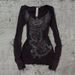 Gothic Dark Style Spicy Girl Long Sleeve Printed T-Shirt Autumn Retro Y2K Top For Women_ecoleips.com