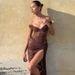 Absobe Sexy Lace Sheer Bodysuit Split Maxi Dress Set Women Off Shoulder Backless Hollow Out Long Sleeve Elegant Party Outfit_ecoleips.com