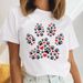European And American Cross-border Foreign Trade Clothing, Colorful Animal Paw Print Round-neck Printed Women's_ecoleips.com
