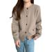 Women's Soft Cozy Short Cardigan Sweater Style Loose Long Sleeve Knitted Top For Autumn Winter_ecoleips.com