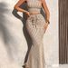 Women's Elegant Style Striped One Shoulder Cropped Top And High-Waisted Fishtail Maxi Skirt Two Piece Set_ecoleips.com