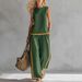 Summer Women's Two Piece Set European American Style Digital Print Sleeveless Top Wide Leg Pants Casual Suit_ecoleips.com