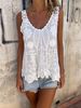 Spring Summer Mesh Hollow Out Lace Camisole Vest Sexy Cover Up Top With Lace Trim Russian Style Women's Clothing_ecoleips.com