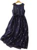 Casual Style Women's Summer Sleeveless A-Line Dress Linen Fabric Floral Print Gathered Waist Slimming Vest Skirt Single Piece_ecoleips.com