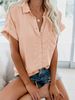 Verve Clothing 2025 Summer Women's Short Sleeve Ladies Turn-down Collar Button Shirt Top_ecoleips.com