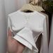 Women's Slimming European Style T-Shirt Herringbone Pattern Round Neck Waist Cinching Top Fashionable Base Layer For Spring Autumn_ecoleips.com