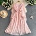 Women's plus Size Loose Fitting V Neck Dress Elegant Embroidered Knee Length Skirt 2026 New Style Gentle_ecoleips.com
