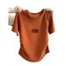 Women's 100% Cotton Short Sleeve T-Shirt – Slim Fit With Waist Ruffles & Structured Shoulder_ecoleips.com