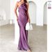 Women's Clothing New Fashion Sexy Slant Collar Sling Hollow Backless High Waist Slim Fit Dress_ecoleips.com