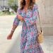 Independent Station Cross-Border European And American Women's Fashion 2026 Spring New Elegant V-Neck Bohemian Print_ecoleips.com