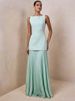 Mozision Elegant Two Piece Maxi Dress Women Fashion Boat Neck Sleeveless Bodycon Pleated Club Party Long Dress Female Vestidos_ecoleips.com