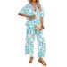 Spring/Summer Bohemian Casual Vacation-Style Colorful Printed Wide-Leg Pants Set For Women_ecoleips.com
