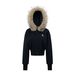Vintage Grey Hooded Zip-Up Sweatshirt Jacket For Women – Slim Fit Cropped Pullover With Faux Fur Trim_ecoleips.com