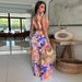 Women's Clothing Fashion Women's Sleeveless Lace Up Wide Leg Printed Jumpsuit New_ecoleips.com