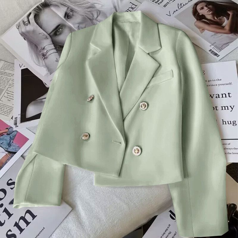 2025s Short Jade Green Jacket For Women, Autumn 2025 New Item, Stature, Casual And Versatile Small Suit_ecoleips.com