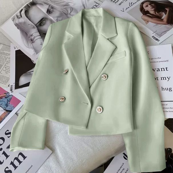 2025s Short Jade Green Jacket For Women, Autumn 2025 New Item, Stature, Casual And Versatile Small Suit_ecoleips.com