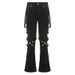 Cross-Border INS Early Summer New Design Ribbon Metal Leg Ring Pocket Straight Flared Jeans For Women 2025_ecoleips.com