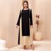 Muslim Clothing Abaya Women's Patchwork Two-Piece Long Dress MSL151_ecoleips.com