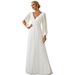 European and American women's clothing solid color V-neck dress elegant long dress with waist hem_ecoleips.com
