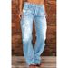 Women’s Flared Bootcut Jeans – Vintage Washed Denim Pants For A Slimming Silhouette (Light Blue, Dark Blue, Black, Gray, S-5XL)_ecoleips.com