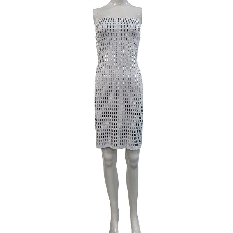 Hot Selling Fashion Rhinestone Women, Strapless Sexy Solid Color Party Evening Dress, Bodycon Dress For Women_ecoleips.com