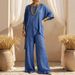 Breathable Linen-Cotton Short Sleeve Top And Long Pants Set, Solid Color Relaxed Two-Piece Outfit For Women, Summer Casual Comfort_ecoleips.com