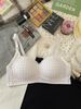 girl Japanese Style Plaid For Women, Small Chest, Gathered, Comfortable, Thin, Wireless, Student Lace Bra_ecoleips.com