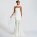 Women's Elegant Sleeveless Chiffon Long Dress D25DS477 European American Style Solid Color Strapless Patchwork with Ribbon Autumn Winter New_ecoleips.com