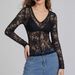 Women's Sexy Sheer Lace Long Sleeve V-Neck Pullover Blouse Top for Casual Wear_ecoleips.com