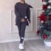 Women's Clothing Irregular Long Sleeved Printed Sweatshirt Leggings Suit_ecoleips.com